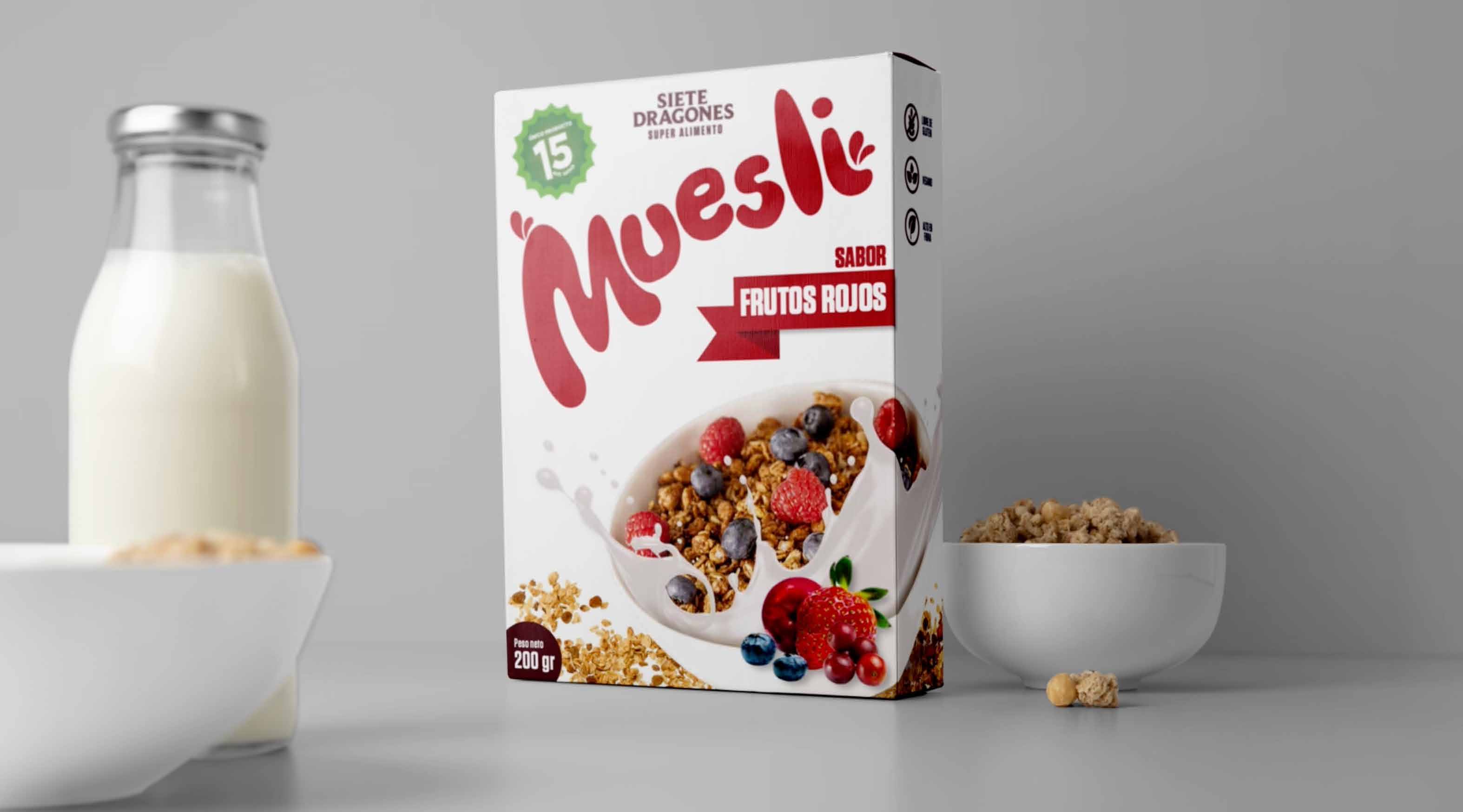 Packaging de cereal Muesli producido por Alucina ITL